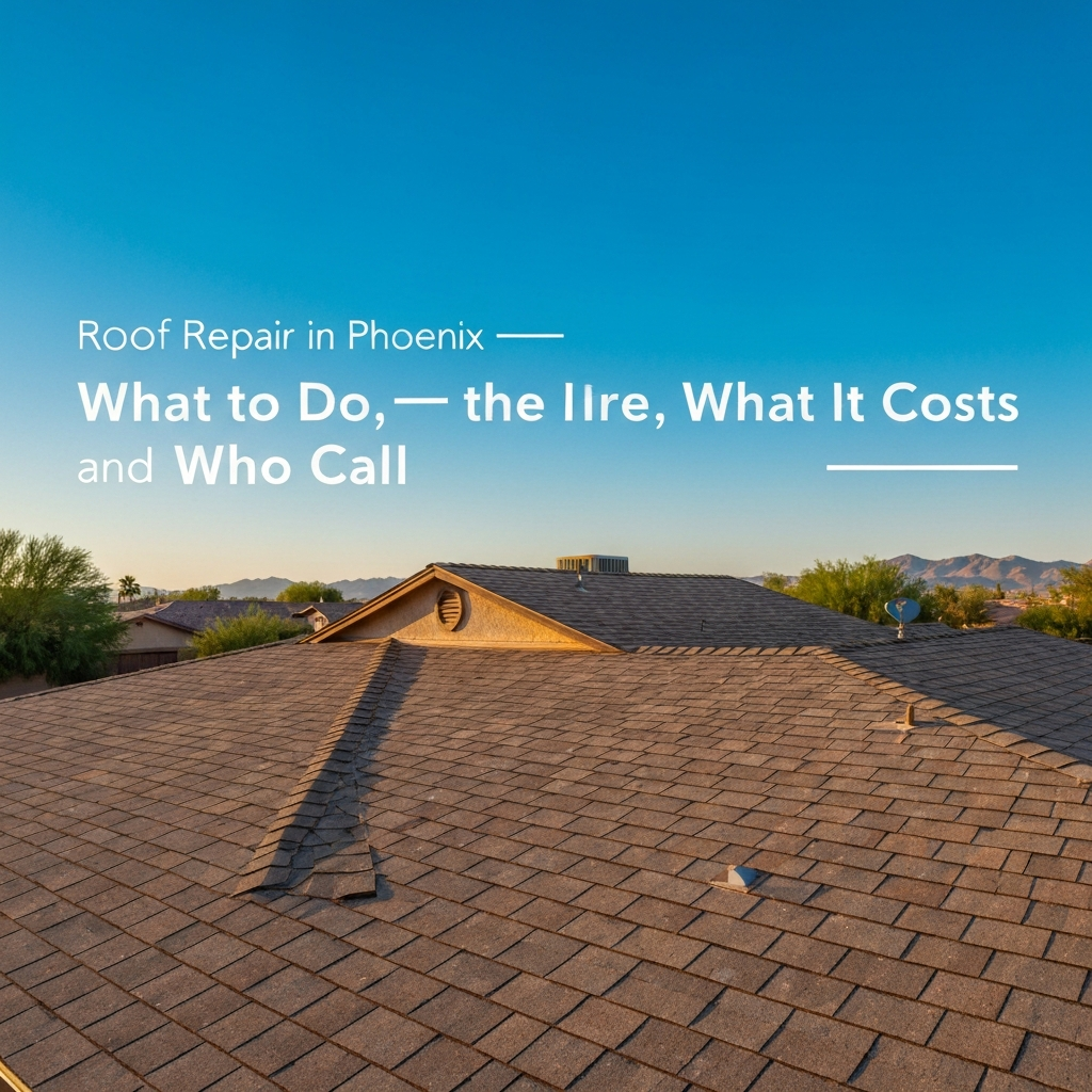 Phoenix roof repair work showing shingle and flashing damage